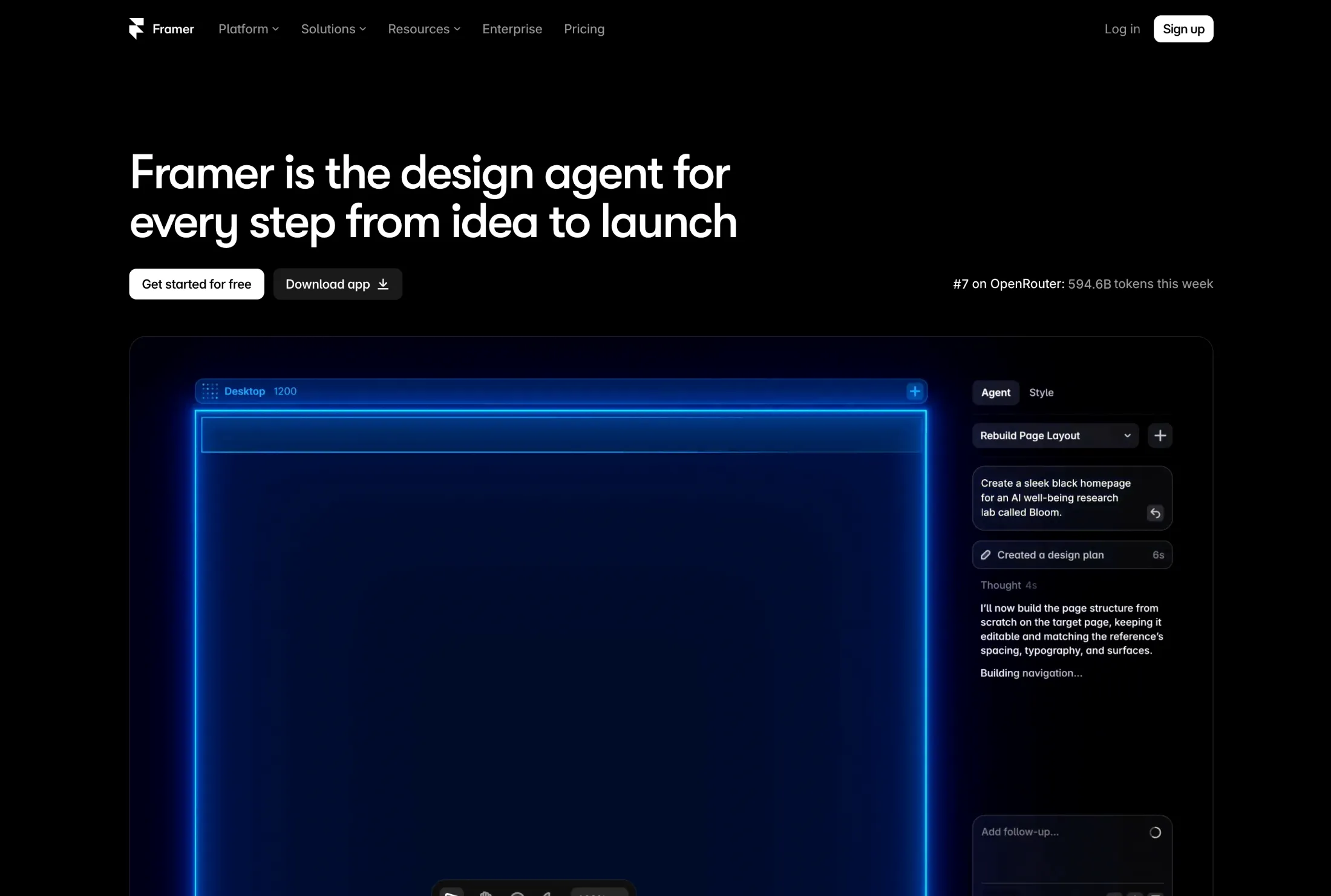 The InvoiceFlow landing page generated by Framer